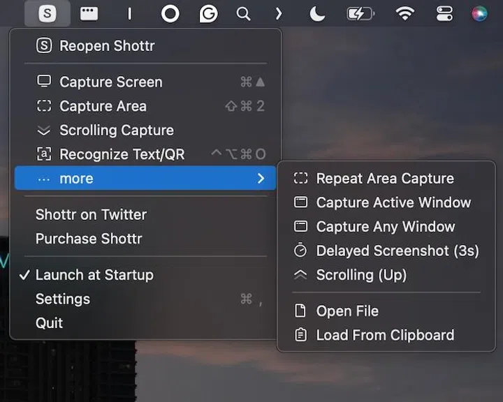 Shottr settings and functionalities.