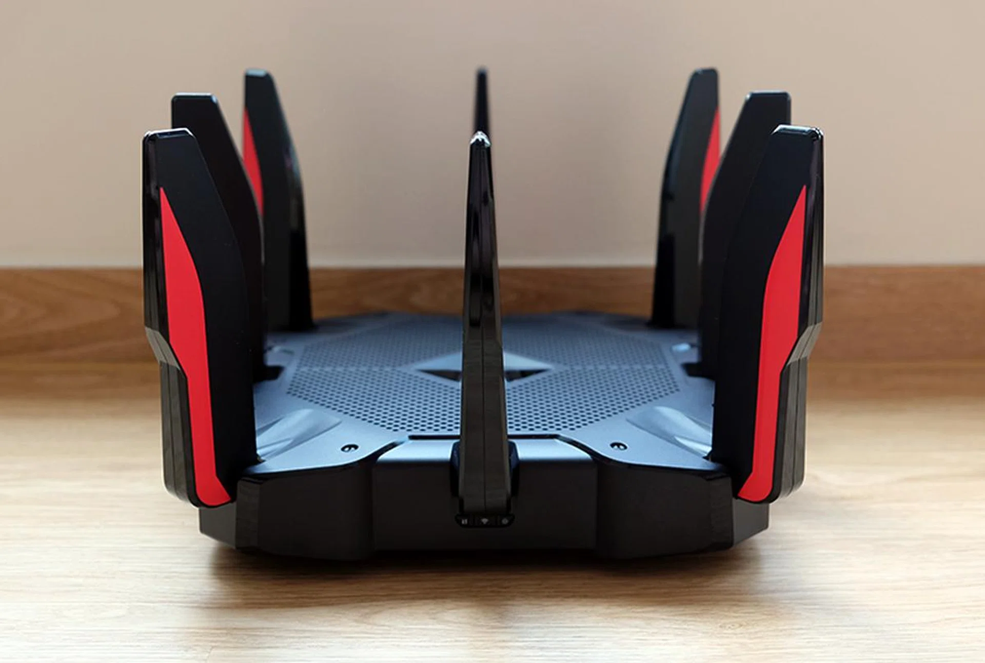 The TP-Link Archer AX11000 is easily the most outlandish and garish looking of the trio.