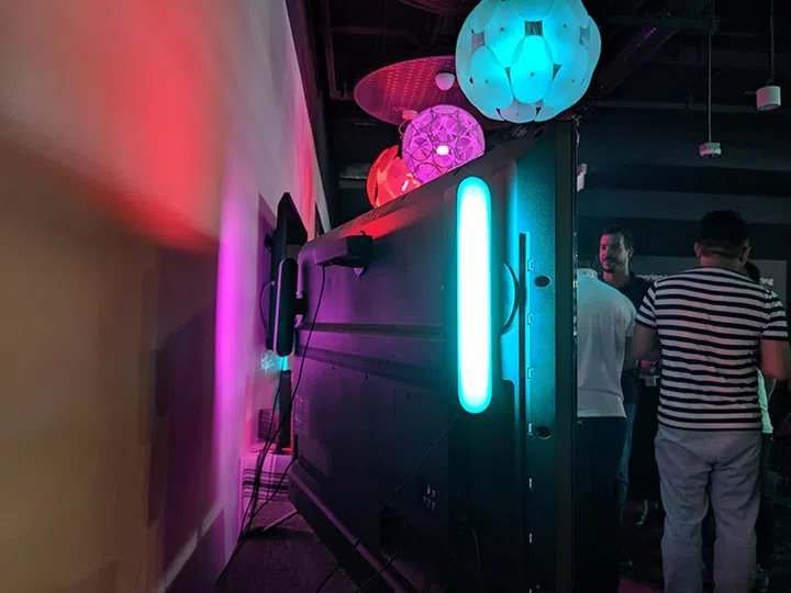 The Hue Play mounts to the back of a TV or monitor.