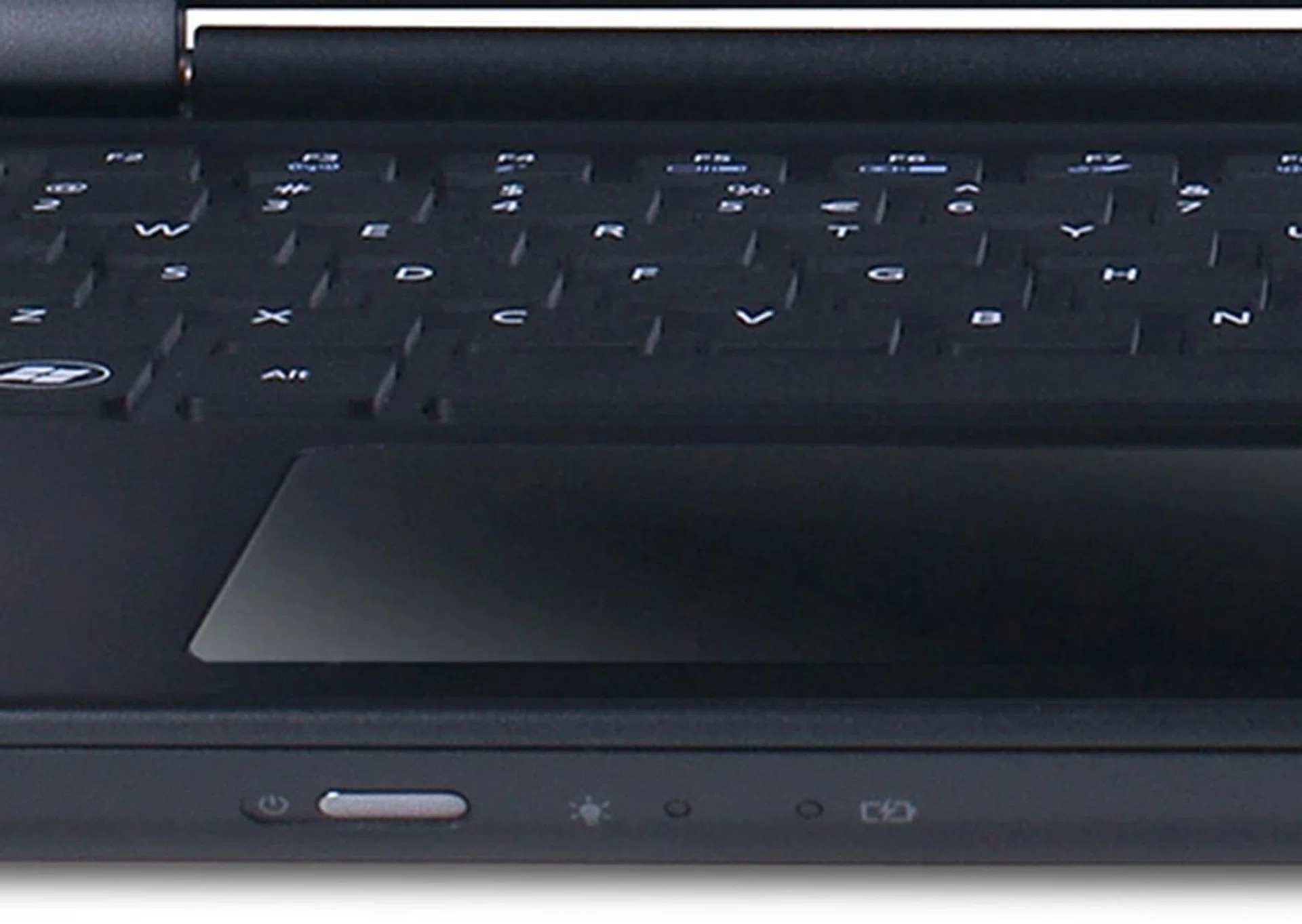 This is the strangest location to put a power button - at the front edge. The first time we opened the notebook, we spent a a good deal of time looking for it.