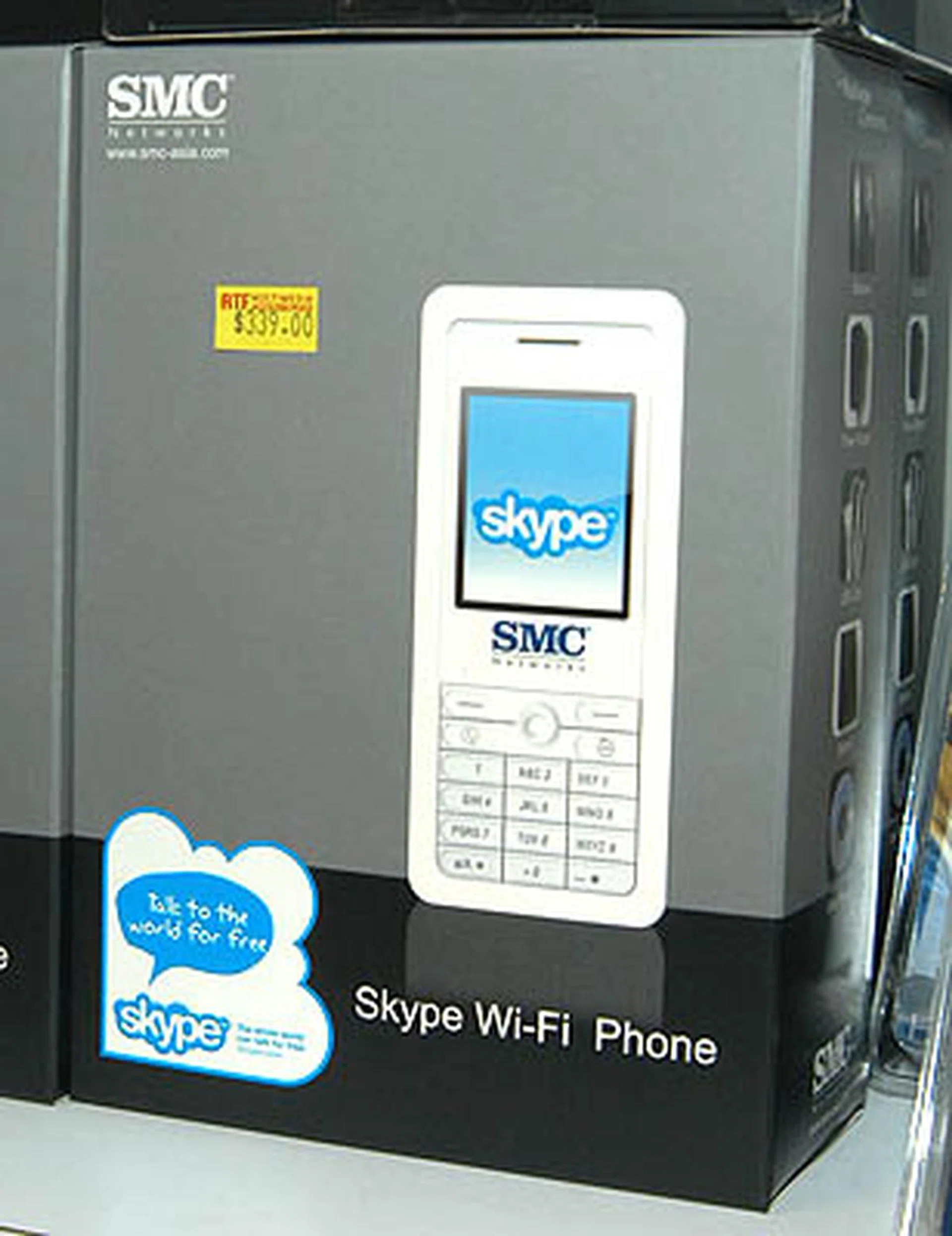 SMC's addition to the feeding frenzy of the white Mac-look with their Skype ready Wi-Fi phone at S$339.