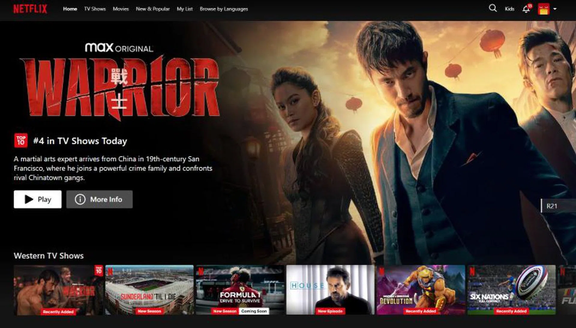 Screenshot of Netflix's homepage. Photo: HWZ.