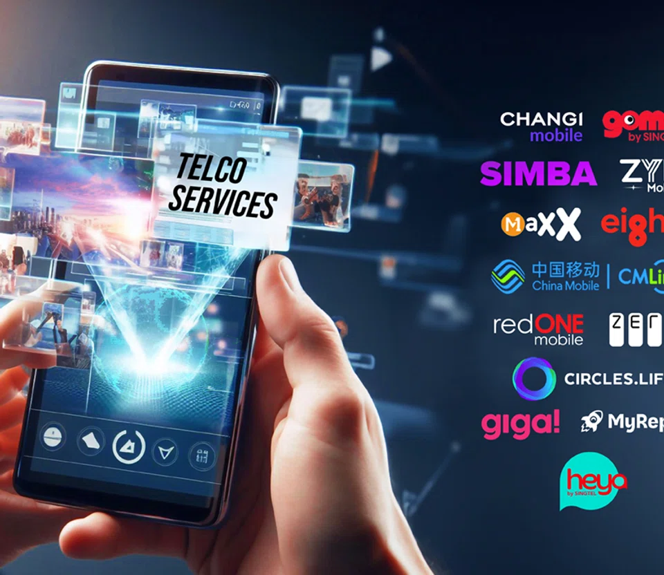 An image montage of all the telco services in Singapore