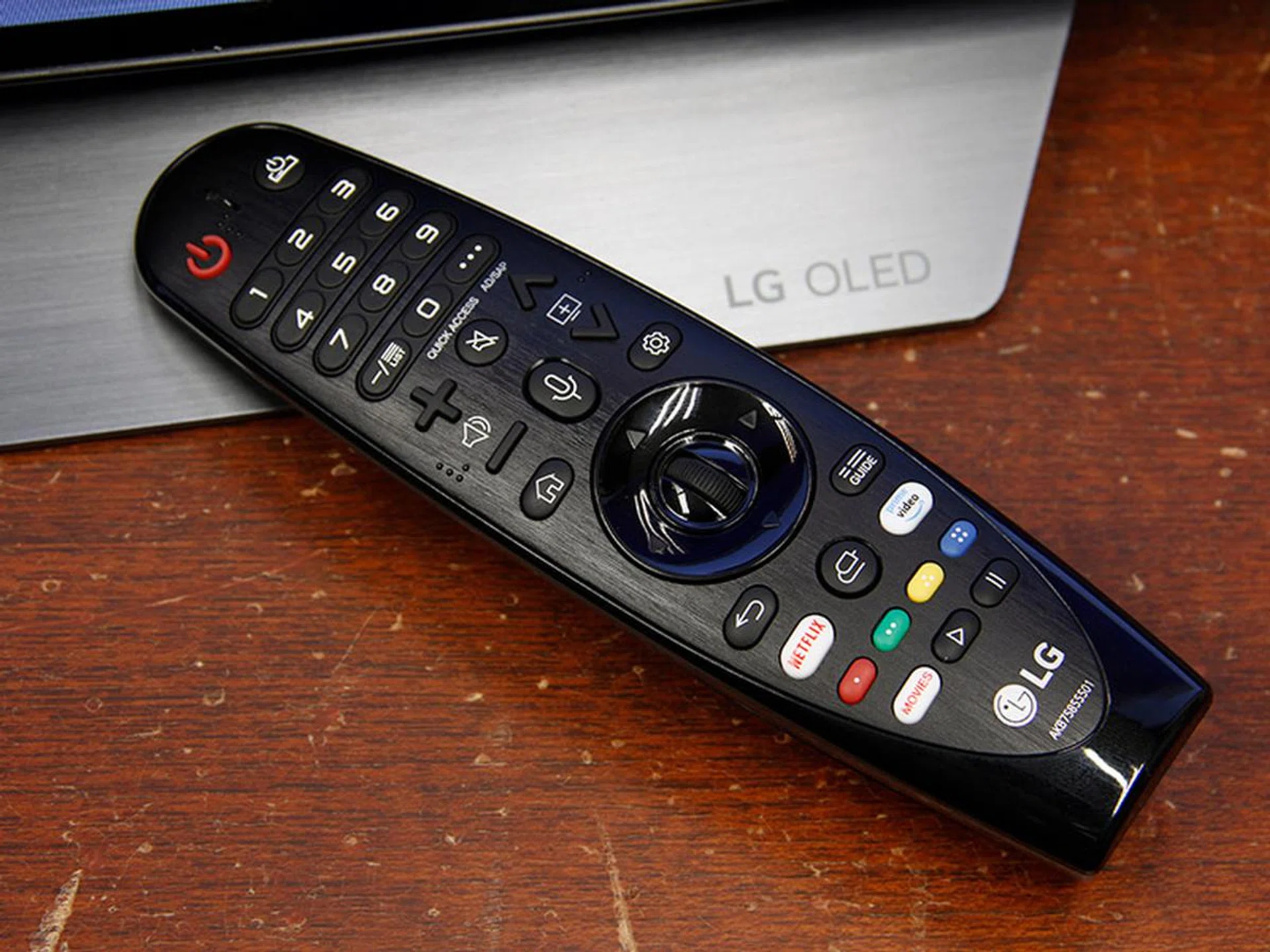 The Magic Remote that comes with this WebOS TV supports voice recognition and has dedicated keys for Netflix and Amazon Prime Video.