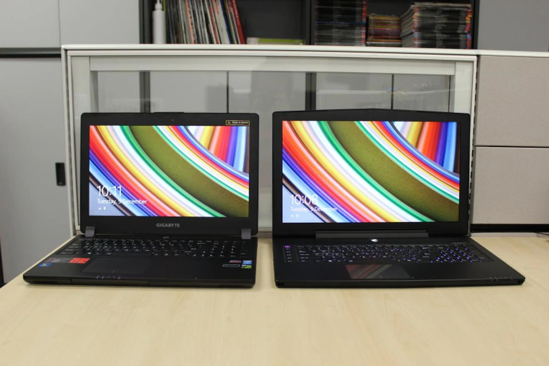 The Gigabyte P35X (left) and the Gigabyte Aorus X7 Pro (right).