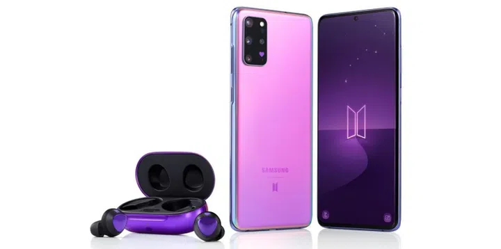The Samsung Galaxy S20+ and Galaxy Buds+ BTS Editions. <br>Image source: Samsung