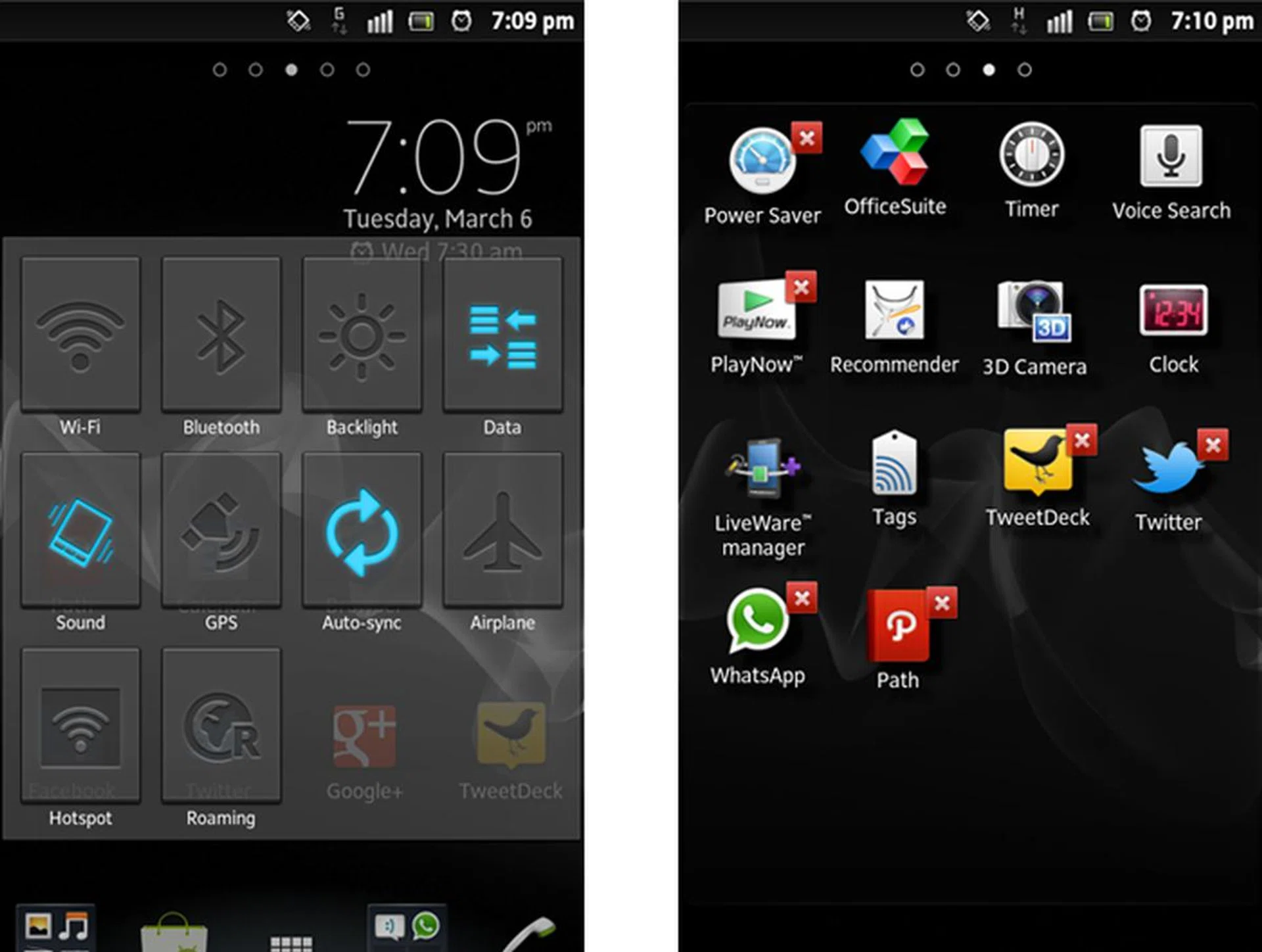Sony adds a touch of its own to the Google Android user interface, and in some ways, it resembles the Android 4.0 update that will be coming to the Xperia S.