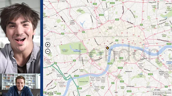 Skype for Windows 8 supports the snap multi-tasking feature in the new OS. (Image source: Skype.)