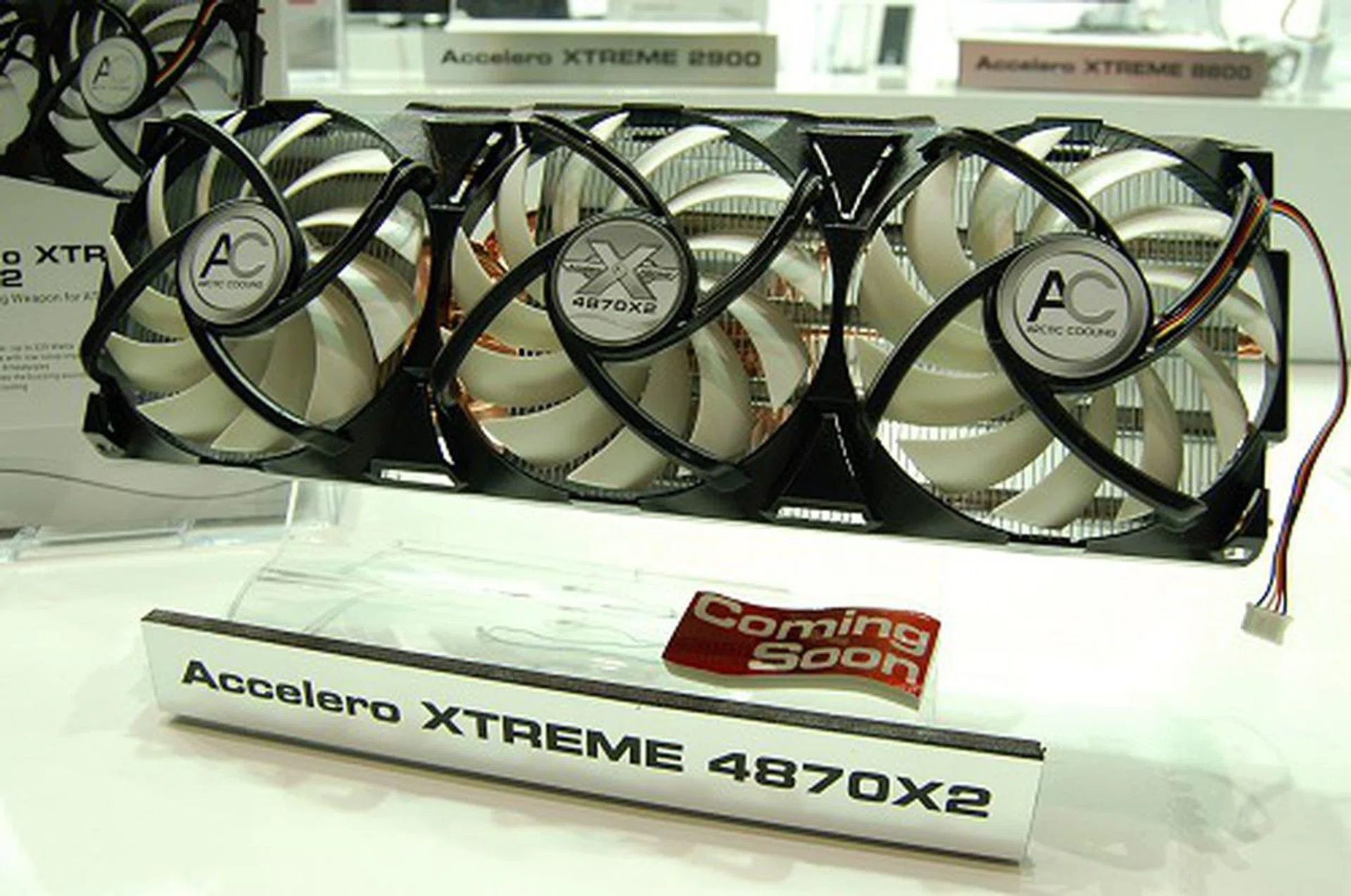  Coming soon in April is a new addition for the Radeon 4870 X2. With 320 watts of cooling capacity, this eight heat-pipe monster is the most powerful cooling solution yet from Arctic Cooling. You can probably expect to see a few graphics card vendors adopting this solution for improved cooling and reduced operation noise.  