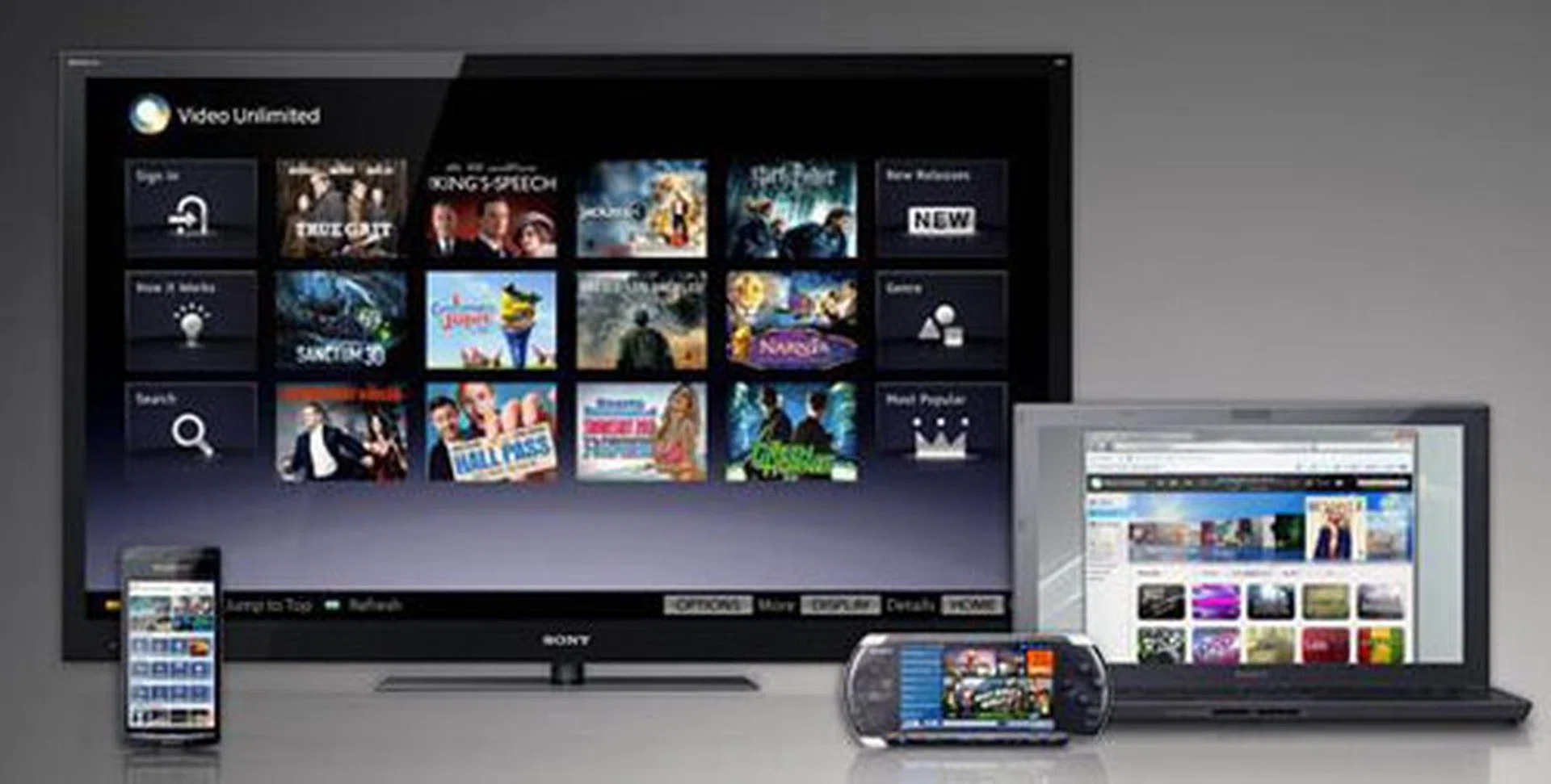 A glimpse at the Sony's Video Unlimited portal. (Image credit: Sony)