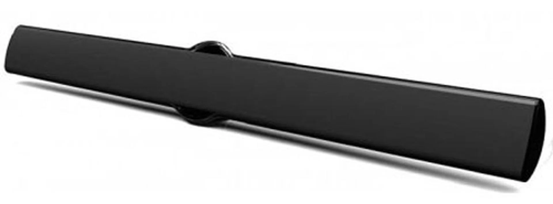 While it may look large, you can rest assured that the horizontal sound bar is not tall enough to block the infrared (IR) port on most TVs. Still, to be safe, it would be good to do a quick measurement against your own TV from the dimensions we've provided.