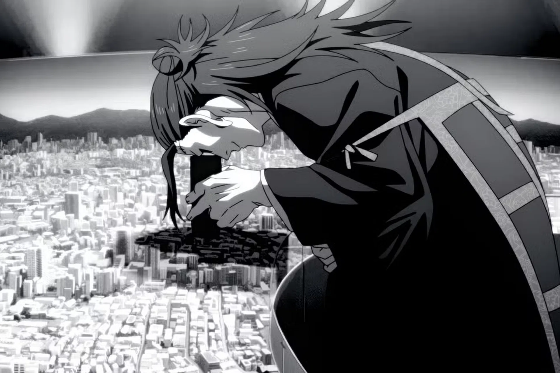 Screenshot of Kenjaku, the main antagonist of this arc in the opening of Season 3