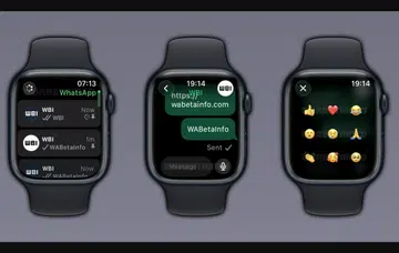 Screenshots of the WhatsApp companion app for the Apple Watch.