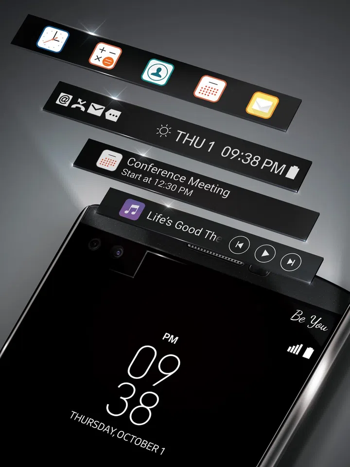 The Second Screen is really an 2.1-inch IPS display strip at the top of the phone that's made for notifications.