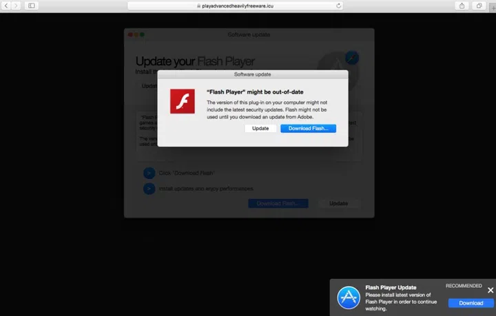 A spoof site trying to get you to install malware. Image courtesy of Palo Alto