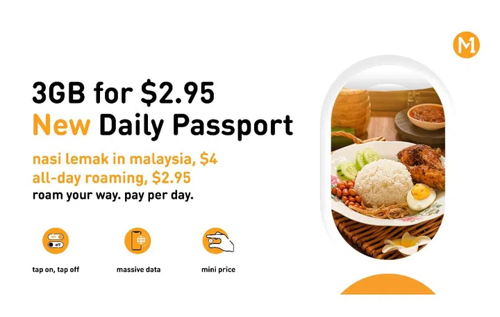 With Daily Passport you can get 3GB for S$2.95 every 24 hours. Image source: M1.