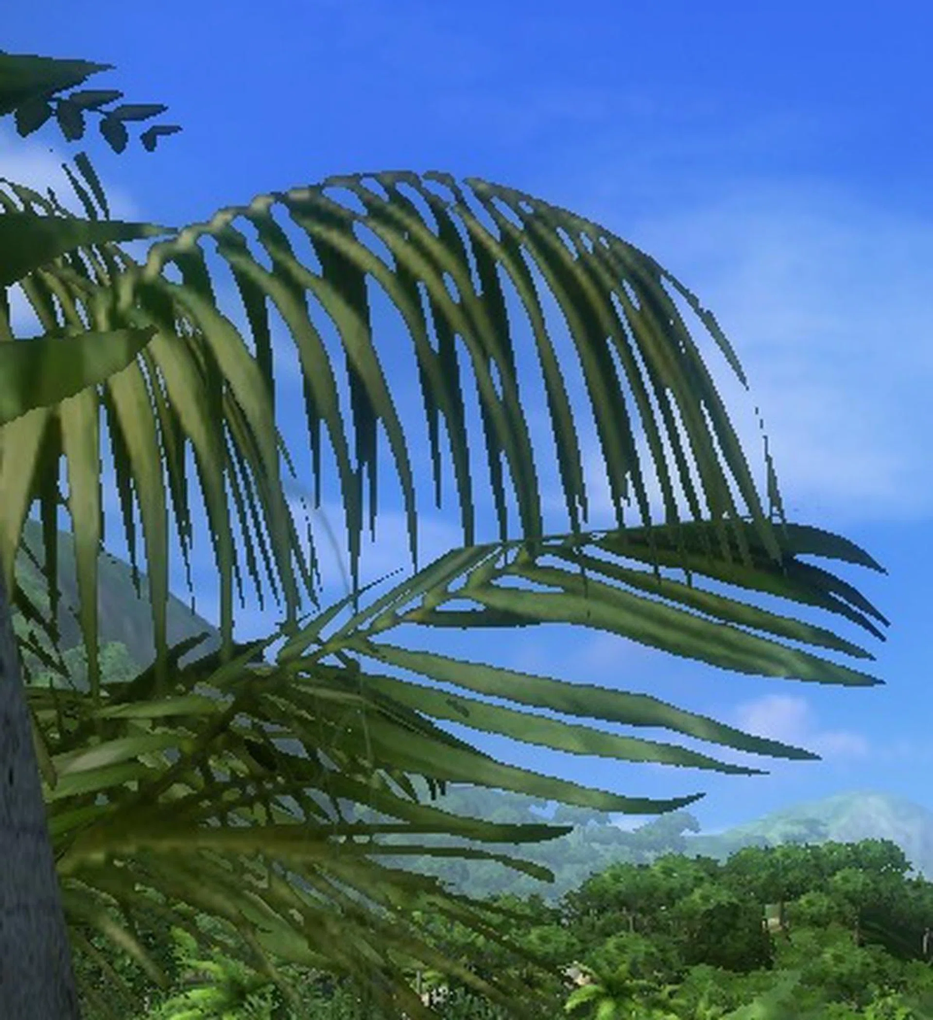 This is a close-up of some foliage in the game without Transparency antialiasing. Click to inspect the entire screen capture.