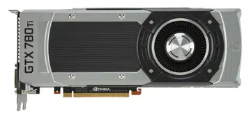The NVIDIA GeForce 780 Ti sports a fully unlocked GK110 core, with 2880 CUDA cores. It has a base clock of 876MHz, and a boost clock of 928MHz. Its 3GB of GDDR5 video memory is rated at 7000MHz, with a 384-bit memory interface. (Image Source: NVIDIA)