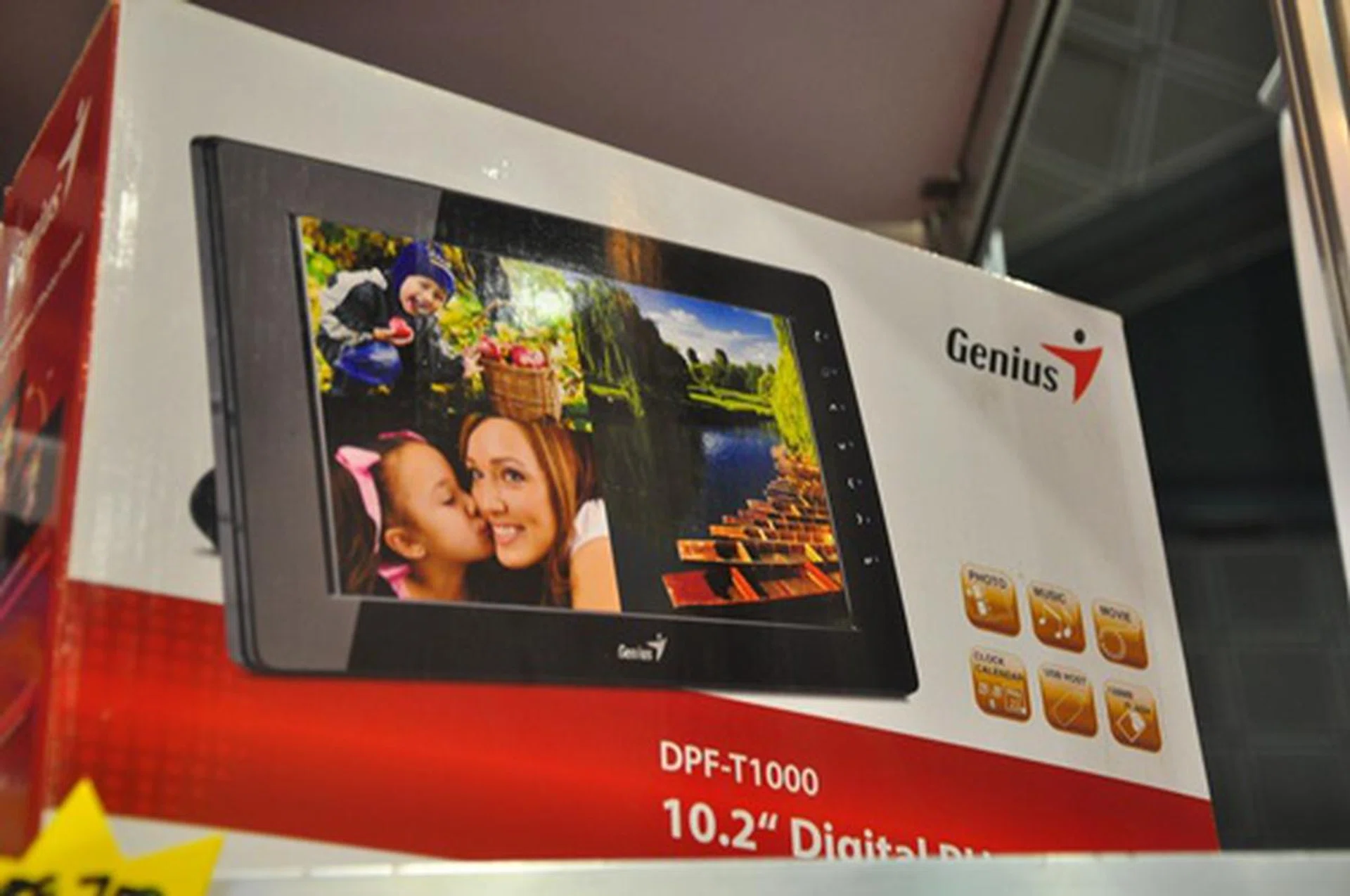 The Genius DPF-T1000 digital photoframe is an option to look towards if you are looking for a more interactive way to display your favorite memories. The gadget features a 10.2-inch screen with touch interface, 128MB internal memory and MP3 and AVI playback capability. Priced at $139.