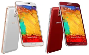 Rose Gold Samsung Galaxy Note 3 (left) and Red Samsung Galaxy Note 3 (right)