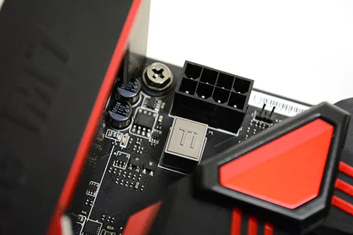 A close up of an exposed Ti choke on the MSI Z170A Gaming M7.
