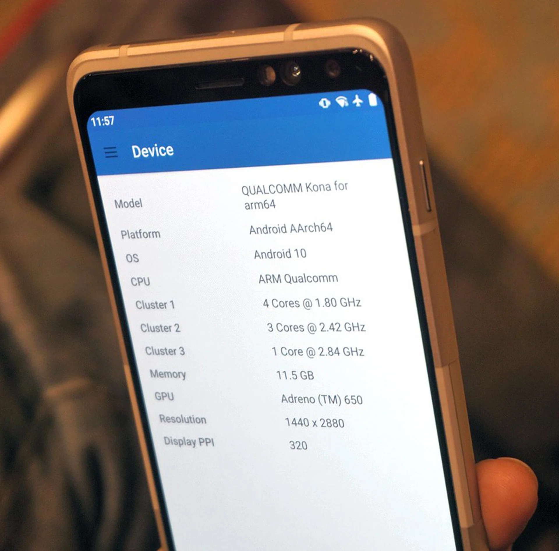 Double-checking that it's indeed a Snapdragon 865 powered device and you can also gather that it has 12GB of system memory.