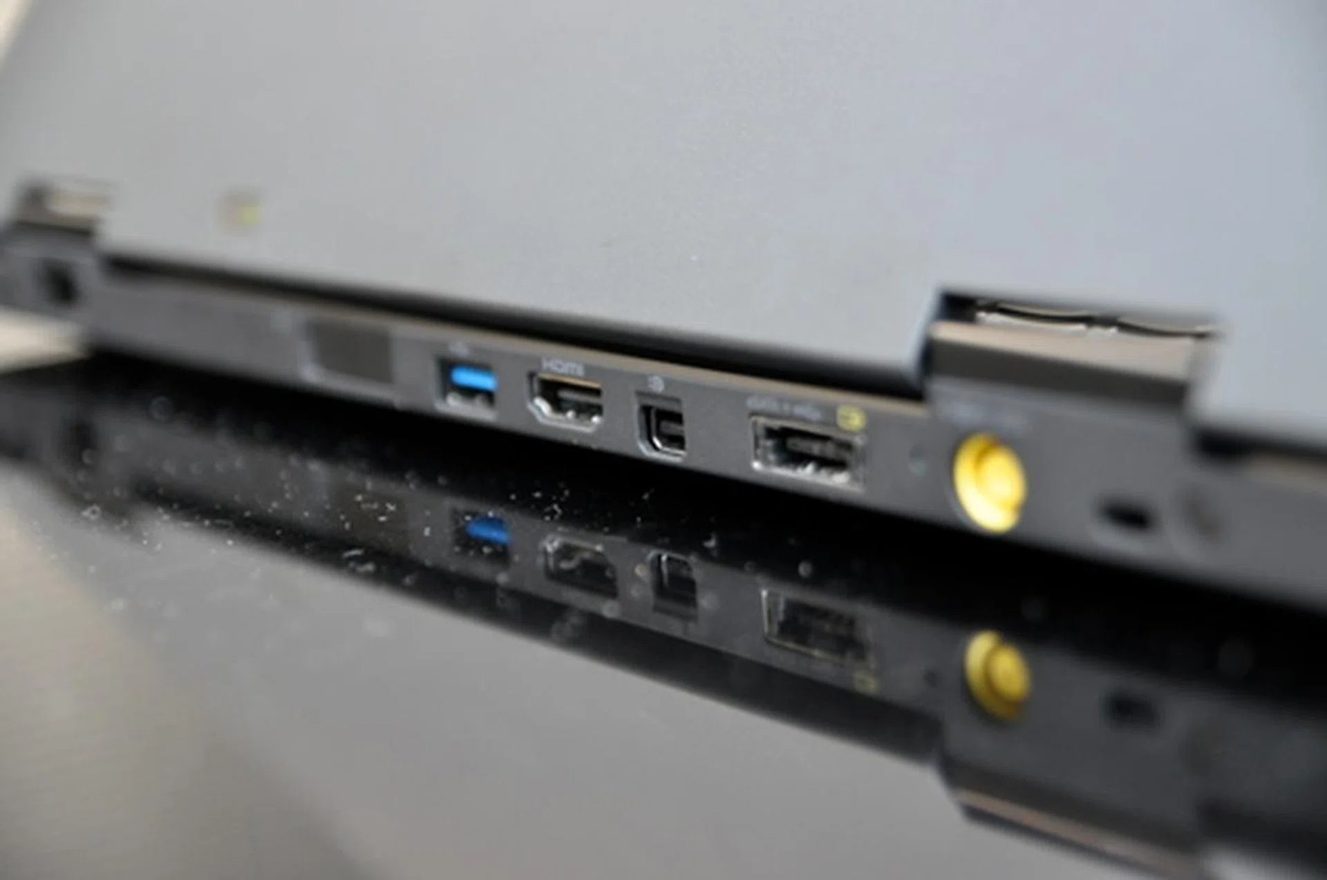 The placement of the ports ensures that wires will be out of your way while you work.