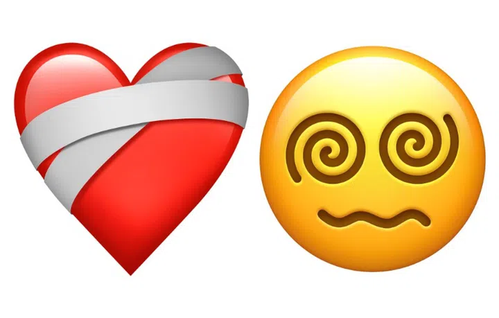 Mending heart and face with spiral eyes. (Image source: Apple)