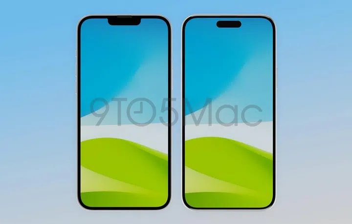 The Apple iPhone 14 Plus (left) and the iPhone 15 Plus (right).