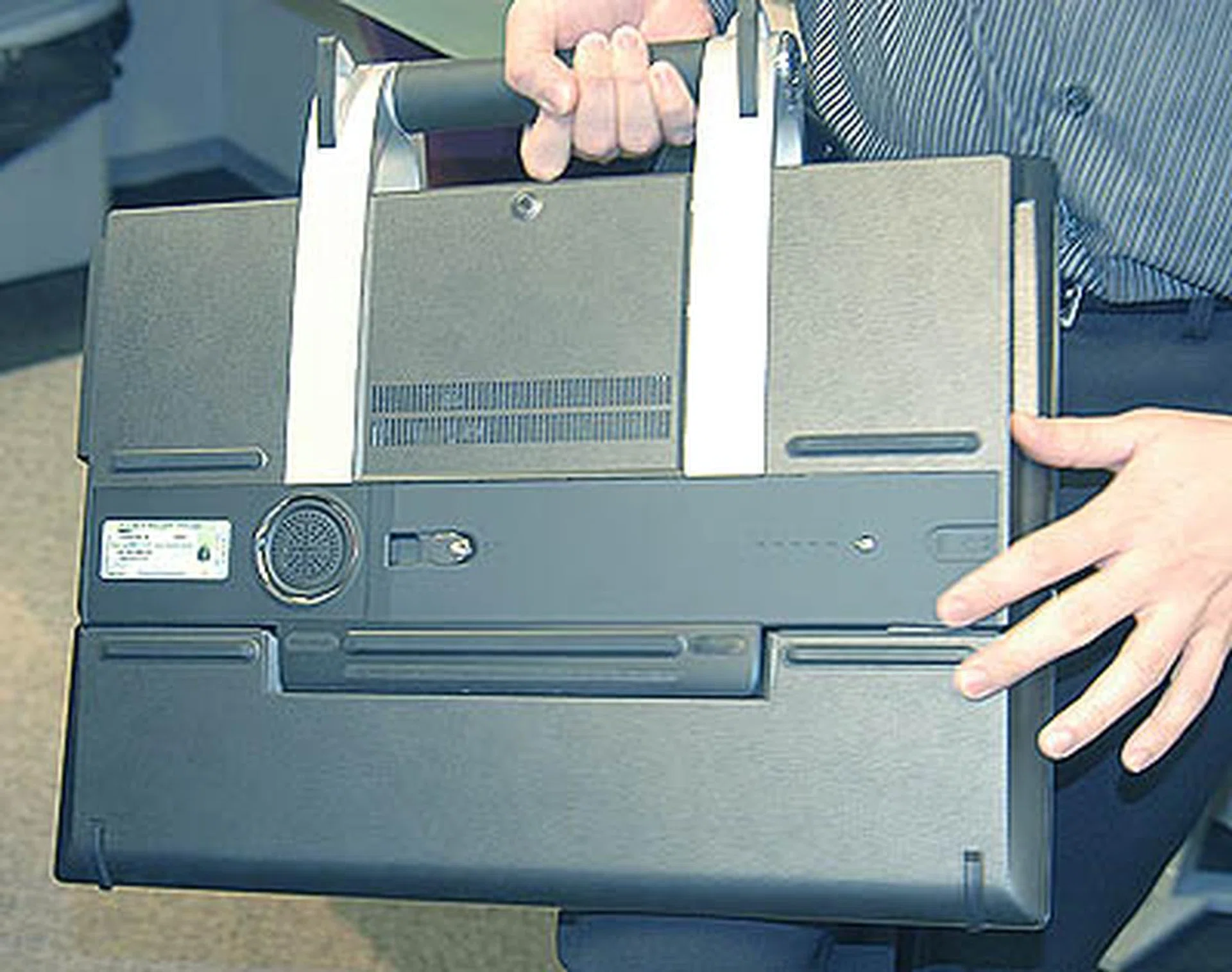 The subwoofer is located at the bottom of the notebook.