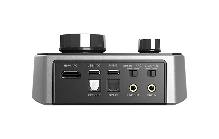 Rear I/O on the G8 include the USB-C ports and HDMI ARC port. Photo: Creative