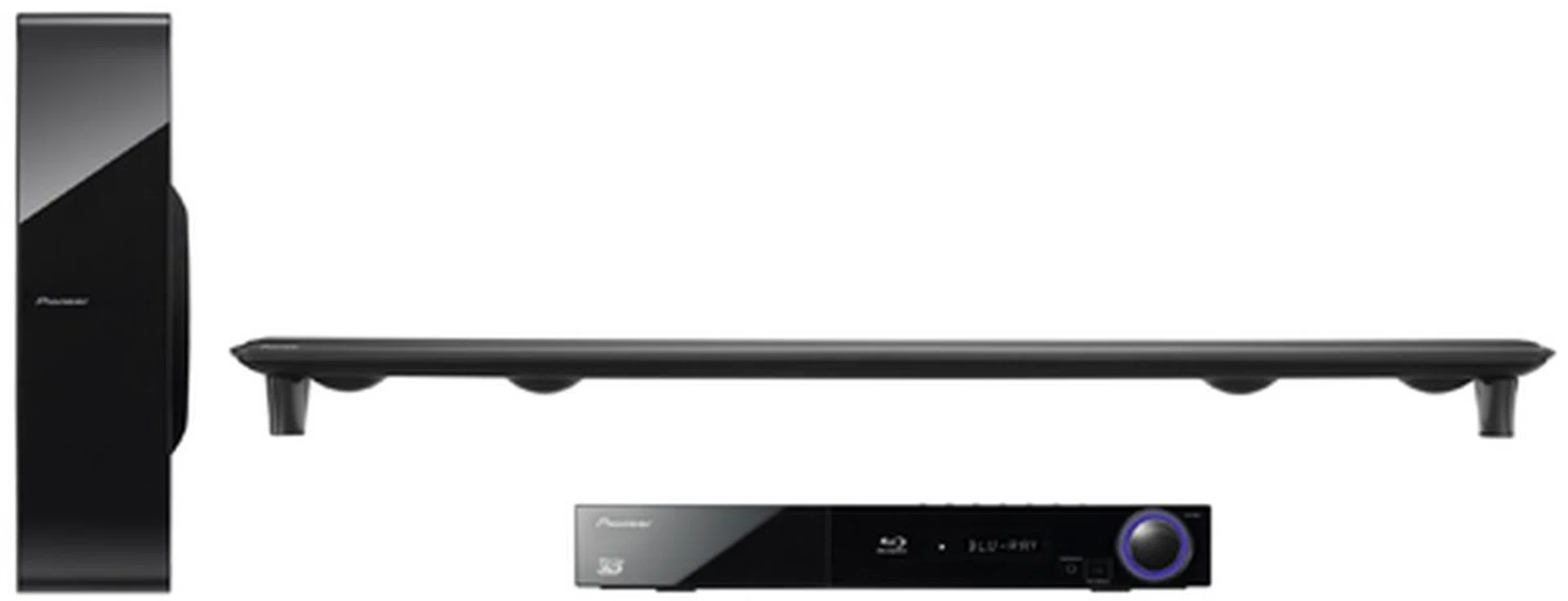 The Pioneer HTZ-HW919BD is a bundled sound bar system that includes three standalone products.