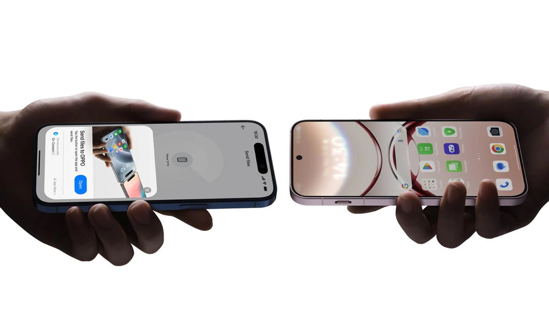 Touch To Share works across OPPO Find X8 series and iPhones. Image: OPPO Singapore.