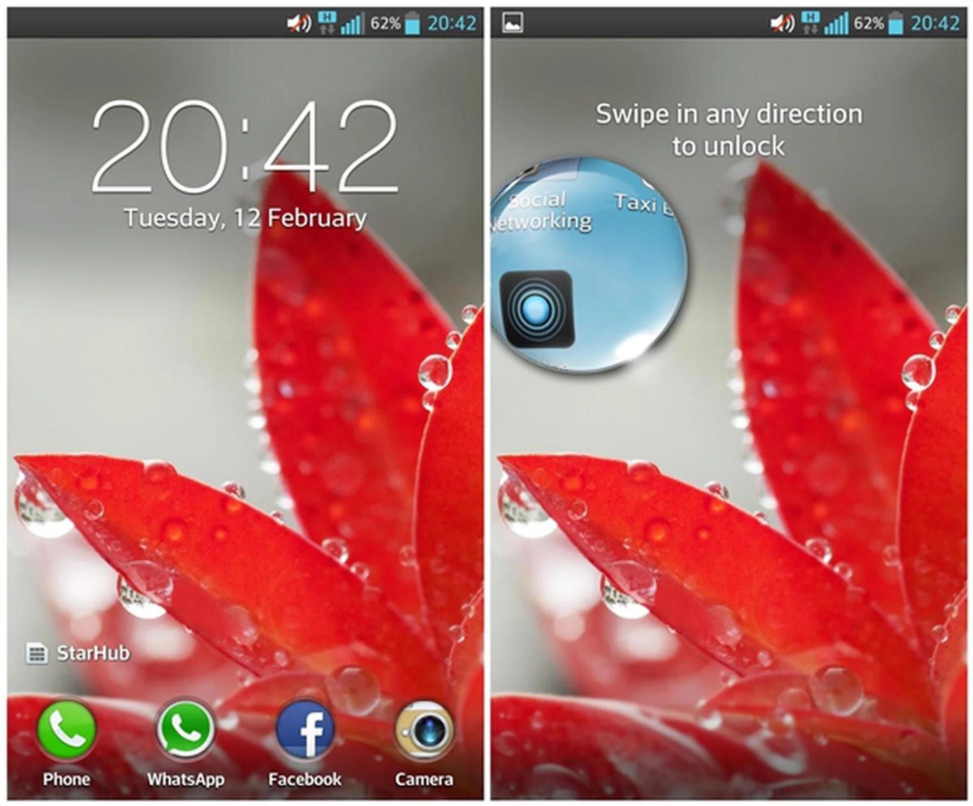 Besides letting you set up to four shortcuts on the lockscreen, LG also enables you to peek what's beneath.