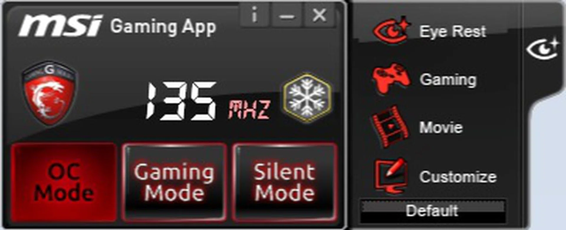 There are a number of pre-set display settings under the EyeRest tab. Gain access to them by clicking on the 'eye' icon of the Gaming App.