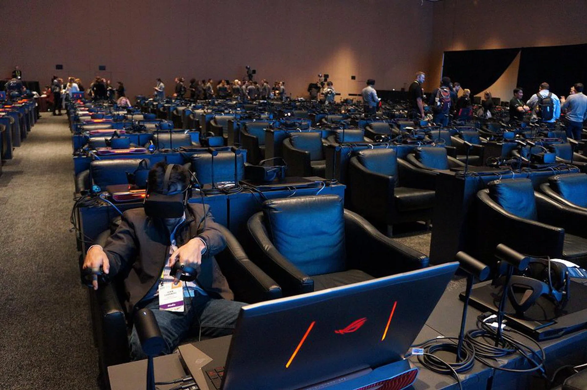 A sneak peek at the ballroom fully decked out with hundreds of VR experience stations!