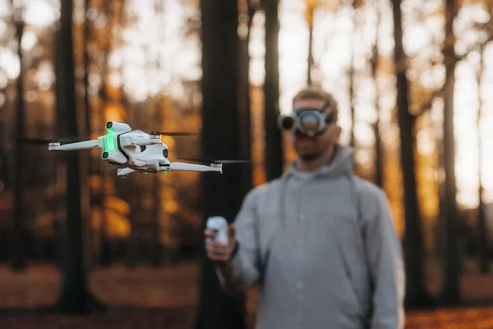 Man flying the newly launched Antigravity A1 drone. 