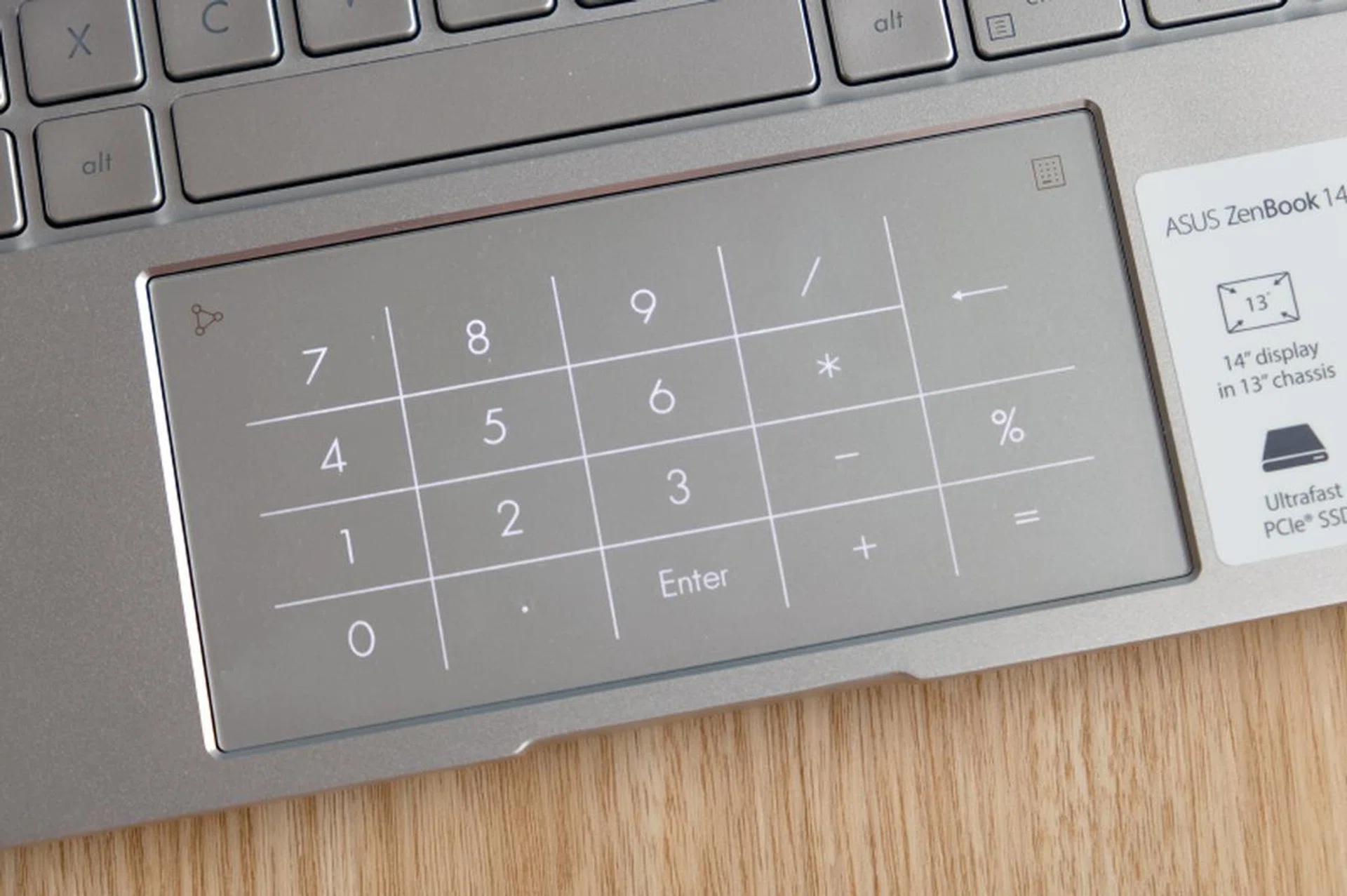 There's no ScreenPad 2.0 but the trackpad doubles up as a number pad. Useful, if you need to crunch numbers.