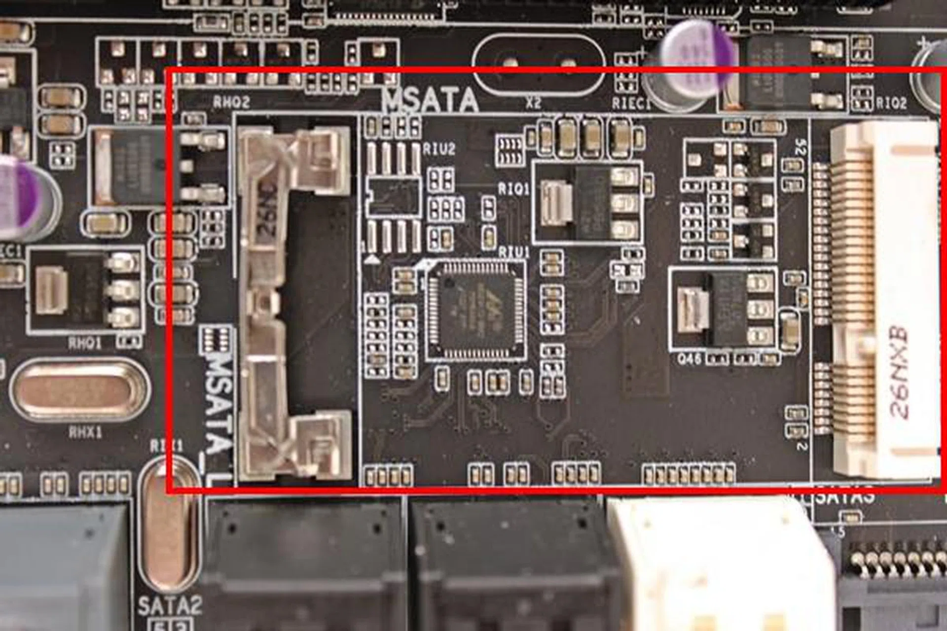 The onboard mSATA slot for mSATA SSDs.