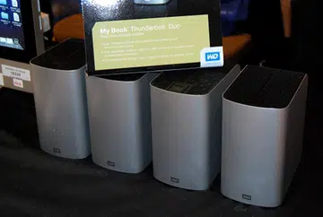 Shown here are four units of 6TB drives daisy chained via Thunderbolt to take full advantage of the 24TB of storage. Imagine the transfer speeds.... and the cost!