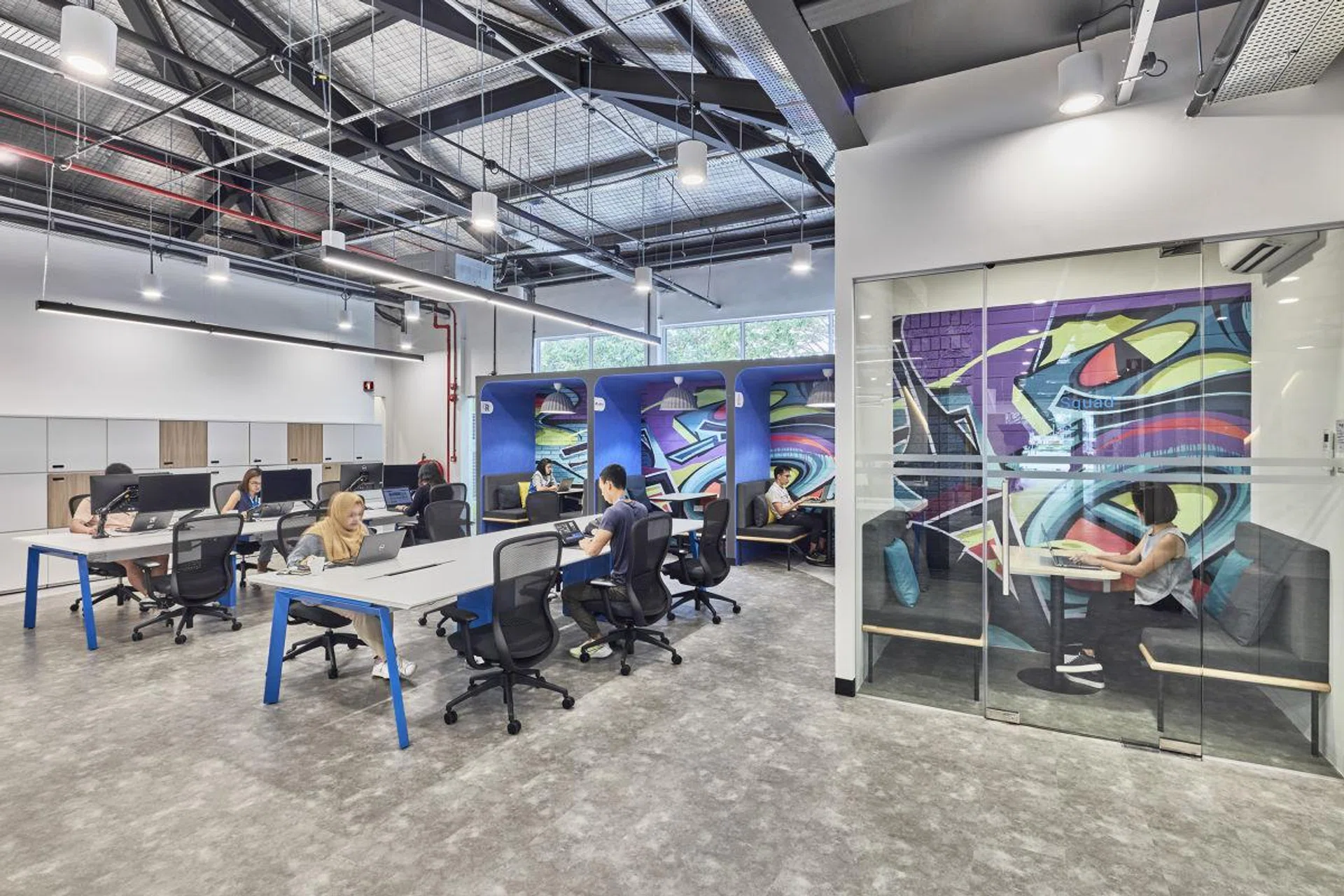 Decathlon Data Lab hot desk and data booth configurations. Picture: Decathlon Singapore