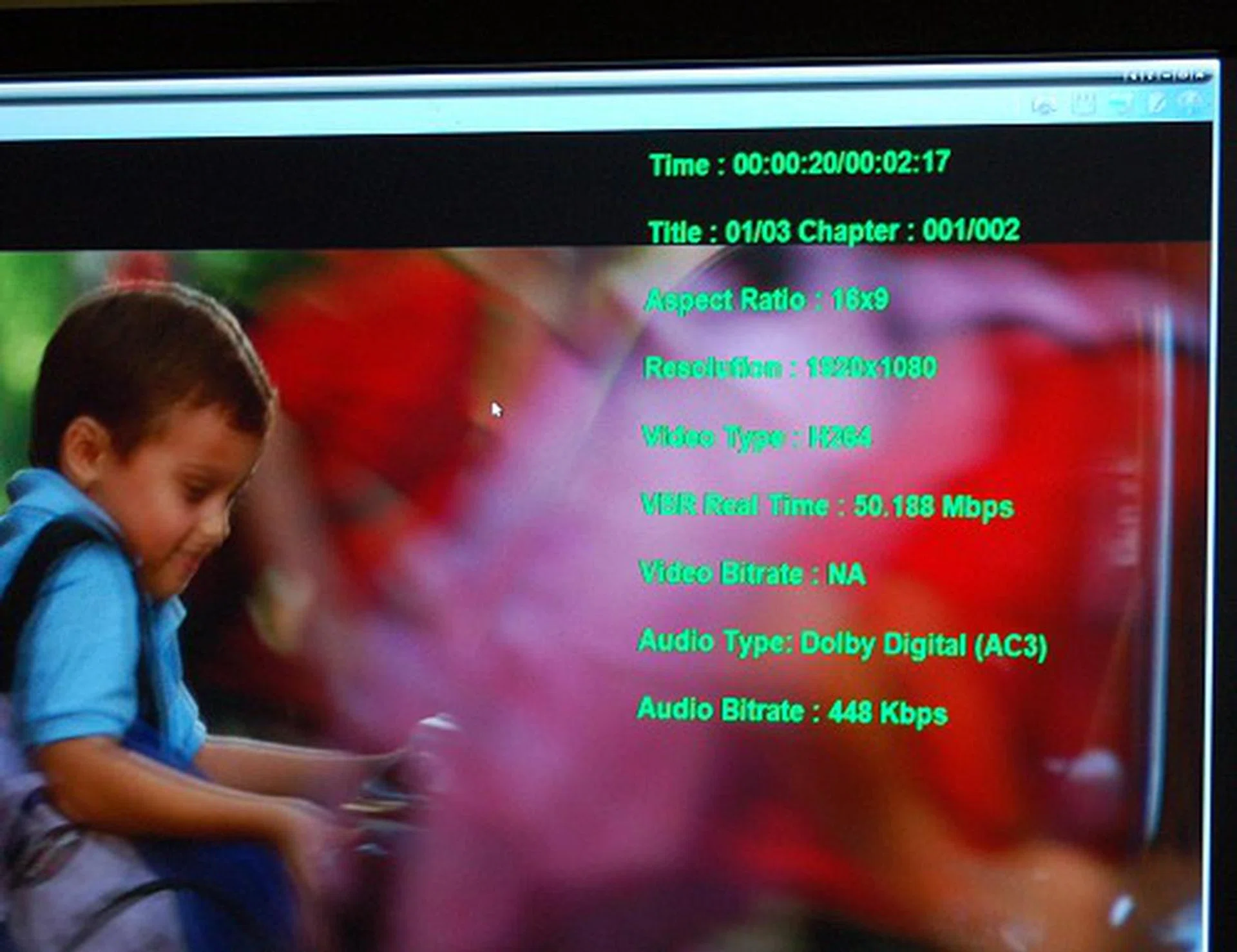 The VP2 video engine is equipped to even tackle H.264 encoded HD video content beyond the 40Mbps Blu-ray spec. Take for example this screen shot of a Full HD movie trailer encoded in H.264 on a Blu-ray disc, it surpasses the 50Mbps bitrate, but yet the VP2 equipped GPU is capable of playing this clip smoothly and with plenty of CPU headroom available. Surprising, but it is a very strong assurance of the VP2's capability.