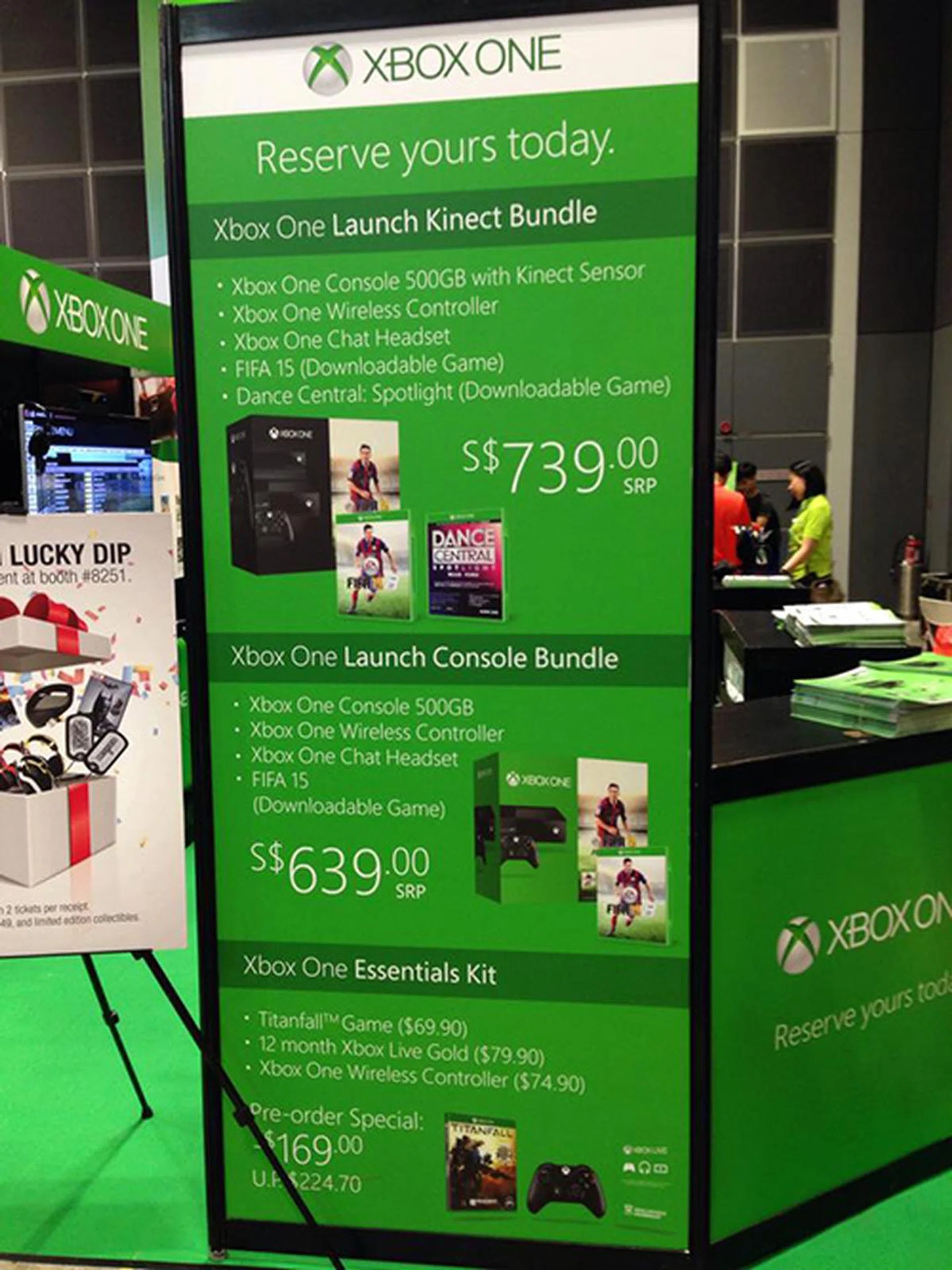Pre-order the new Xbox One console at Comex too. The Kinect bundle includes the console, Kinect sensor, a wireless controller, headset, FIFA 15 game and Dance: Central Spotlight game for $739. A cheaper bundle without the Kinect sensor and Dance: Central Spotlight game can be had for $639.
