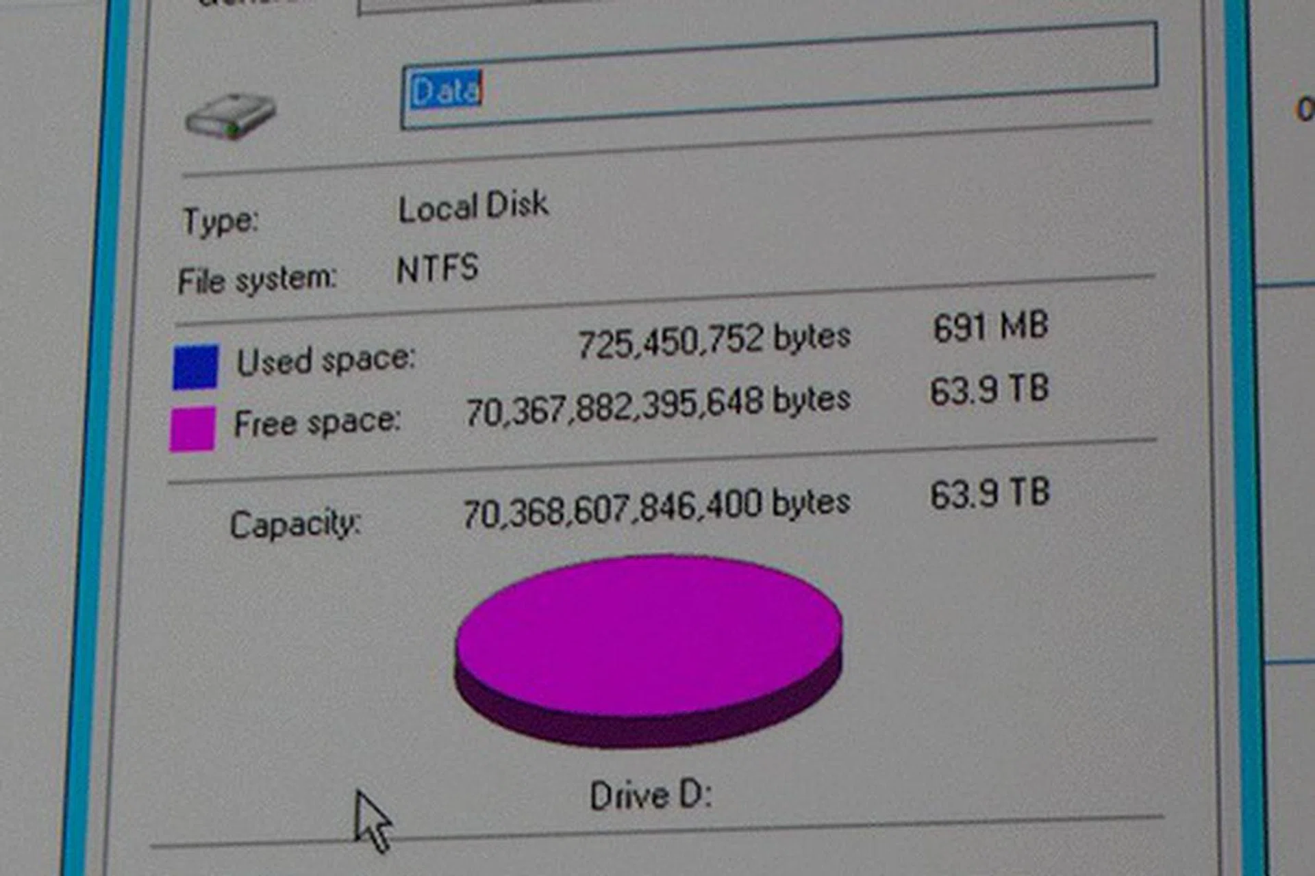 Microsoft created and showcased an actual virtual drive volume size of a whopping 64TB!