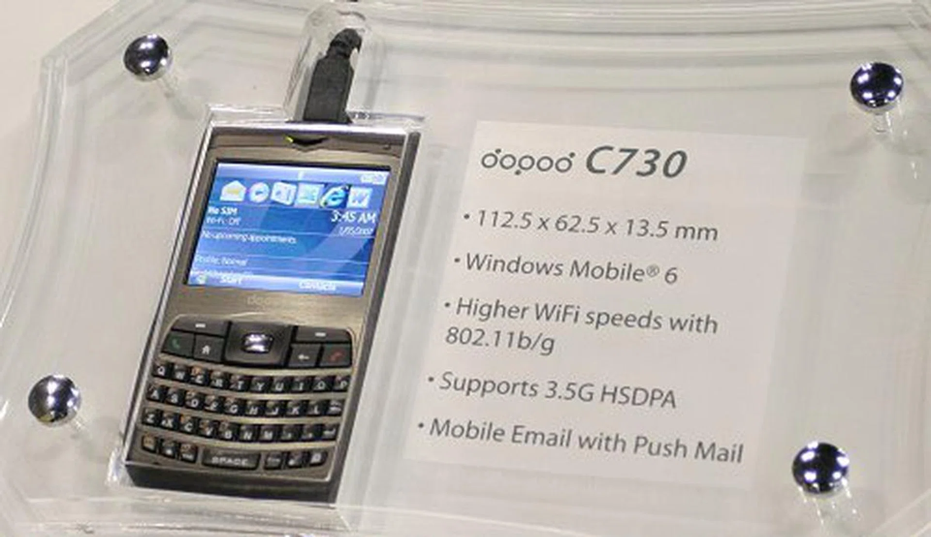  Smartphone lovers who prefer one handed operation over stylus input will love the Dopod C730 that comes with 3.5G HSDPA, Wi-Fi, Push Mail and editable Microsoft Excel and Word for genuine mobile office productivity. $798 will get you a 4GB flash memory thumbdrive worth $79 free.  