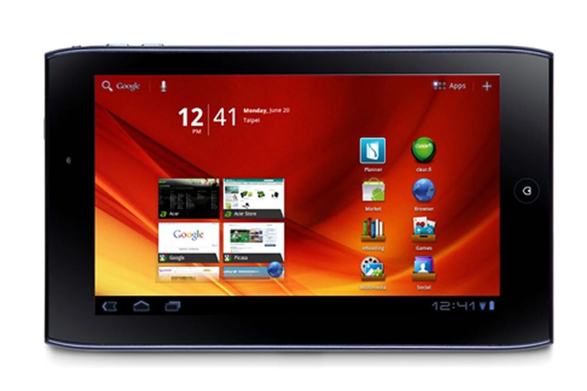 The Acer Iconia Tab A100 looks ready to take on the BlackBerry PlayBook and HTC Flyer. 