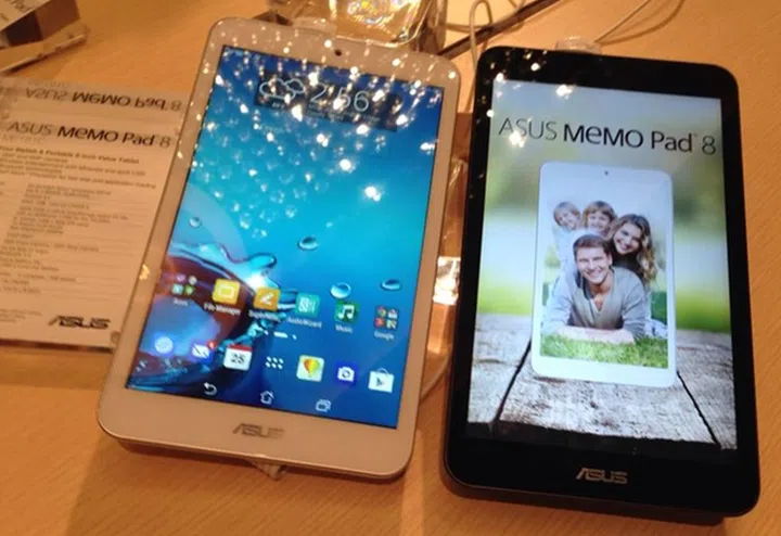 The ASUS MeMO Pad 8 (ME181C) is available in white, black, gold and purple. <br> Image source: ASUS