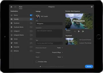 Premiere Rush is a full-featured editing tool that lets you export to multiple social media channels simultaneously.