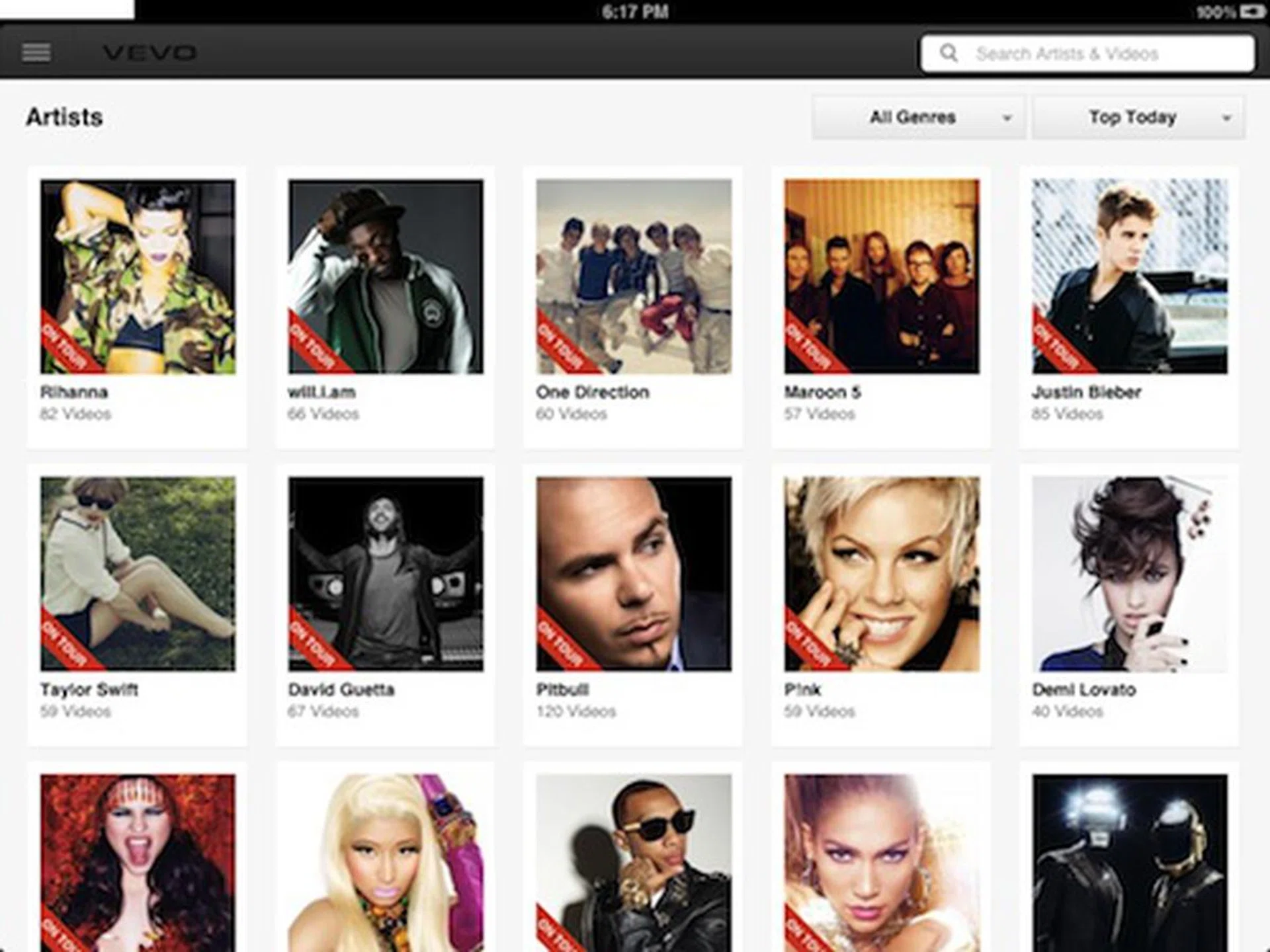 Of course, similar to choosing your fave karaoke artists to sing to, VEVO HD lets you pick your favorite artists, compile them into a playlist, and stream them away to your heart's content. This is great for parties, especially if you sync it to your TV (eg. via AirPlay on AppleTV or an HDMI adapter (for iPad)).