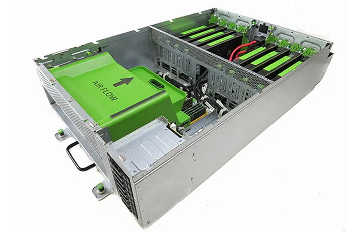 The Open Rack-compatible 8-GPU server. (Image Source: Facebook)